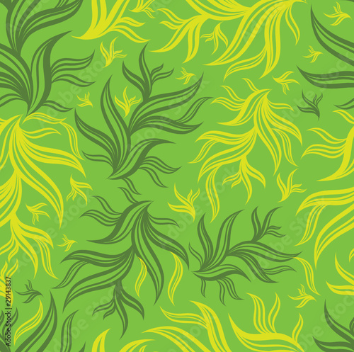 Seamless green floral pattern with leafs