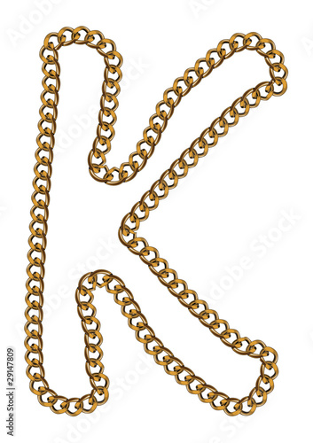 Like Golden Chain Isolated Alphabet Letter K