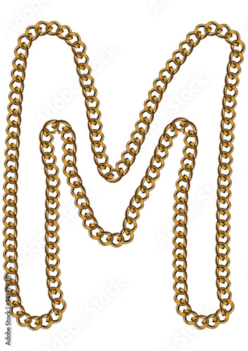 Like Golden Chain Isolated Alphabet Letter M