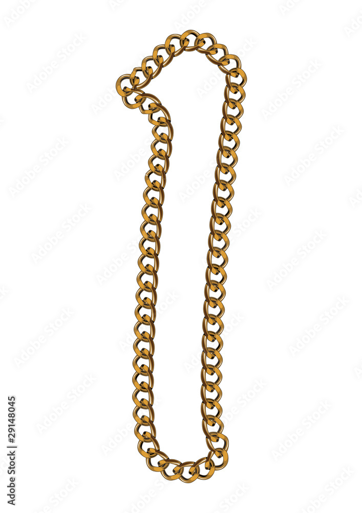 Like Golden Chain Isolated Alphabet Number One Like Golden Chain Isolated Alphabet Number One