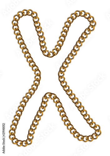 Like Golden Chain Isolated Alphabet Letter X