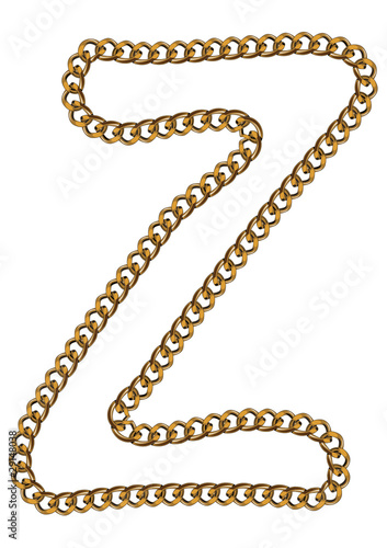 Like Golden Chain Isolated Alphabet Letter Z