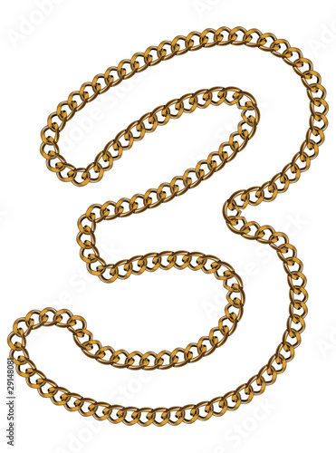 Like Golden Chain Isolated Alphabet Number Three