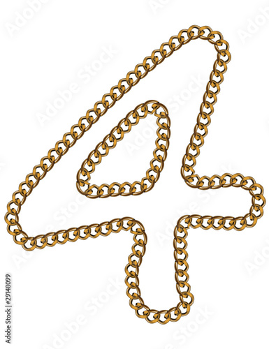 Like Golden Chain Isolated Alphabet Number Four