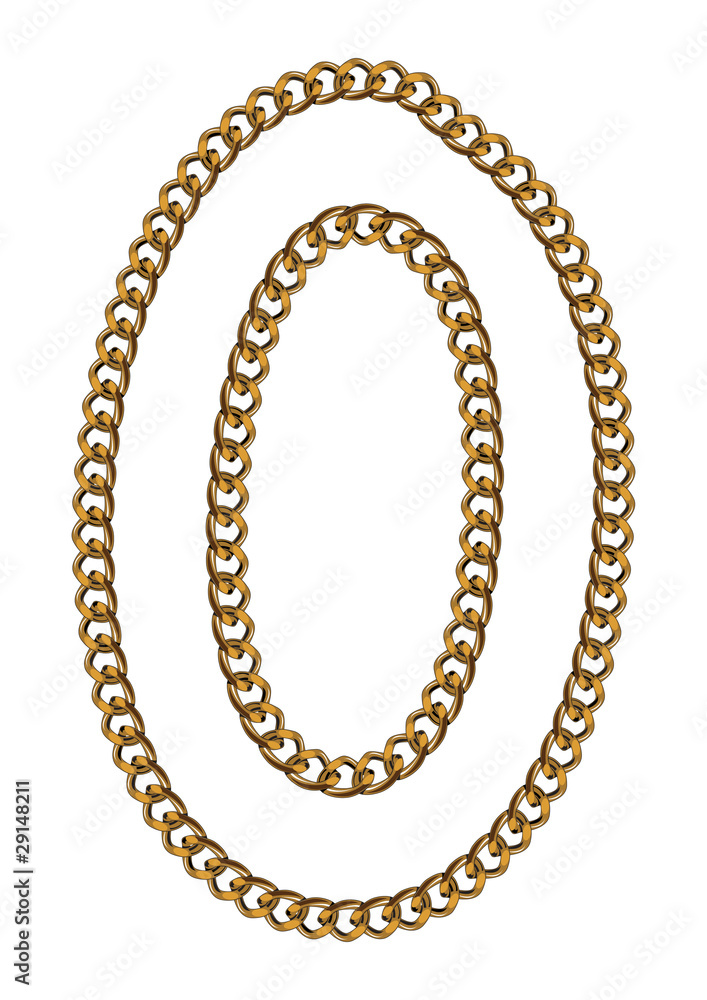 Like Golden Chain Isolated Alphabet Number Zero Like Golden Chain Isolated Alphabet Number Zero