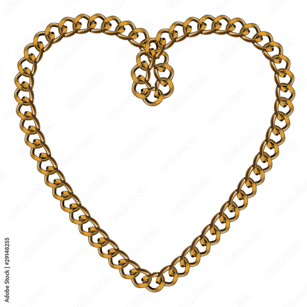 Obraz premium Like Golden Chain Isolated Alphabet Symbol Heart