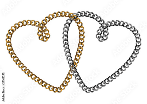 Like Golden Chain Isolated Alphabet  Symbol Two Hearts