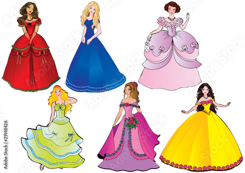 Beautiful girls.  Vector art-illustration on a white background.
