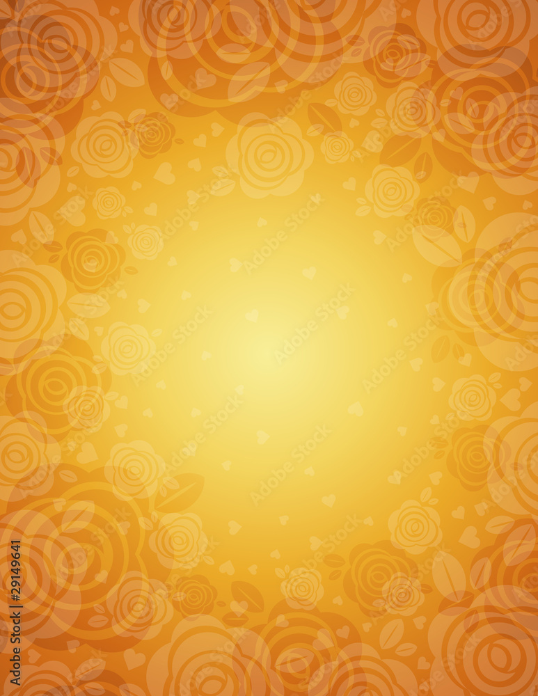 background with  golden roses, vector
