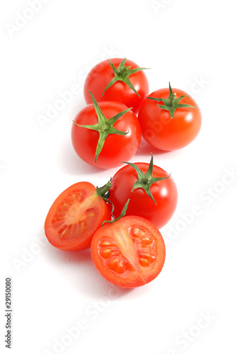 Cherry tomatoes isolated over white