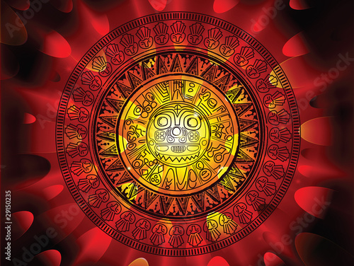 Maya calendar on a end of days background