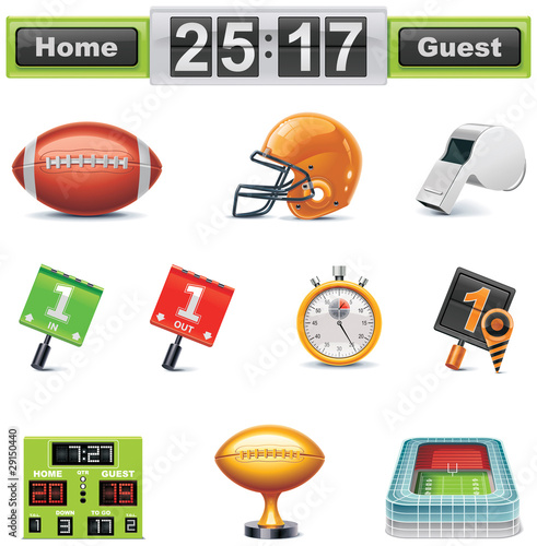 Vector American football / gridiron icon set. Part 1