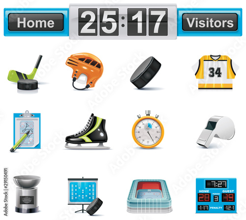Vector ice hockey icon set