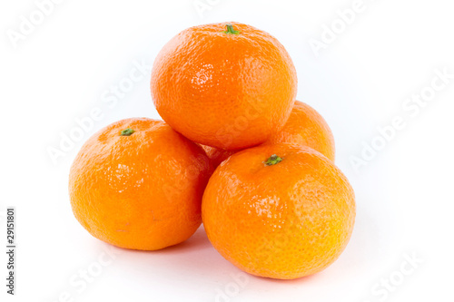 Fresh tangerines isolated on white