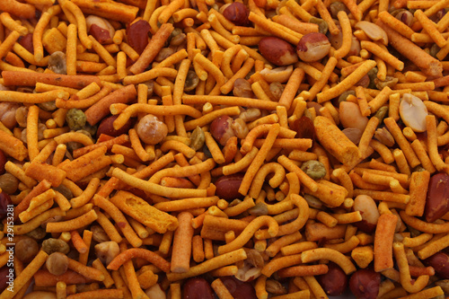 Bombay mix  is an tasy typical party snack. photo