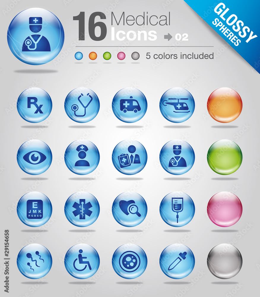 Glossy spheres - medical icons 02 Glossy spheres - medical icons 02