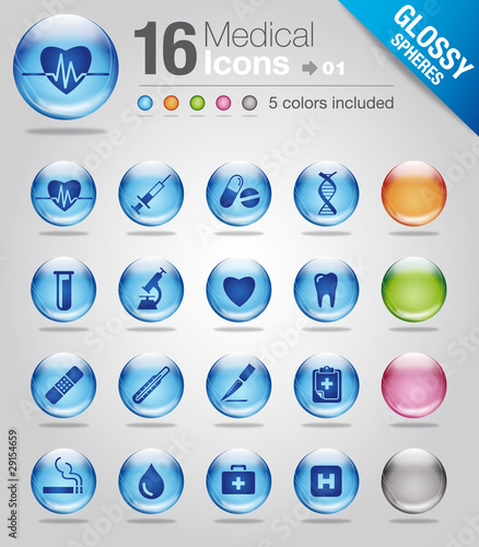 Glossy spheres - medical icons 01