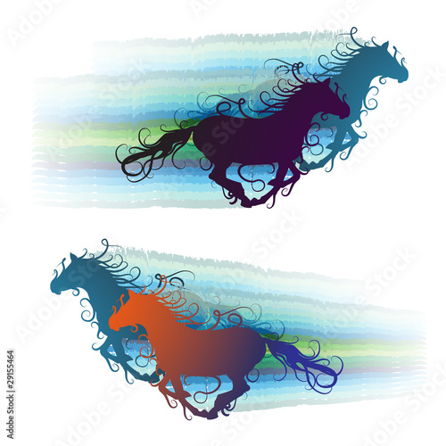 Colored horse silhouette with jets