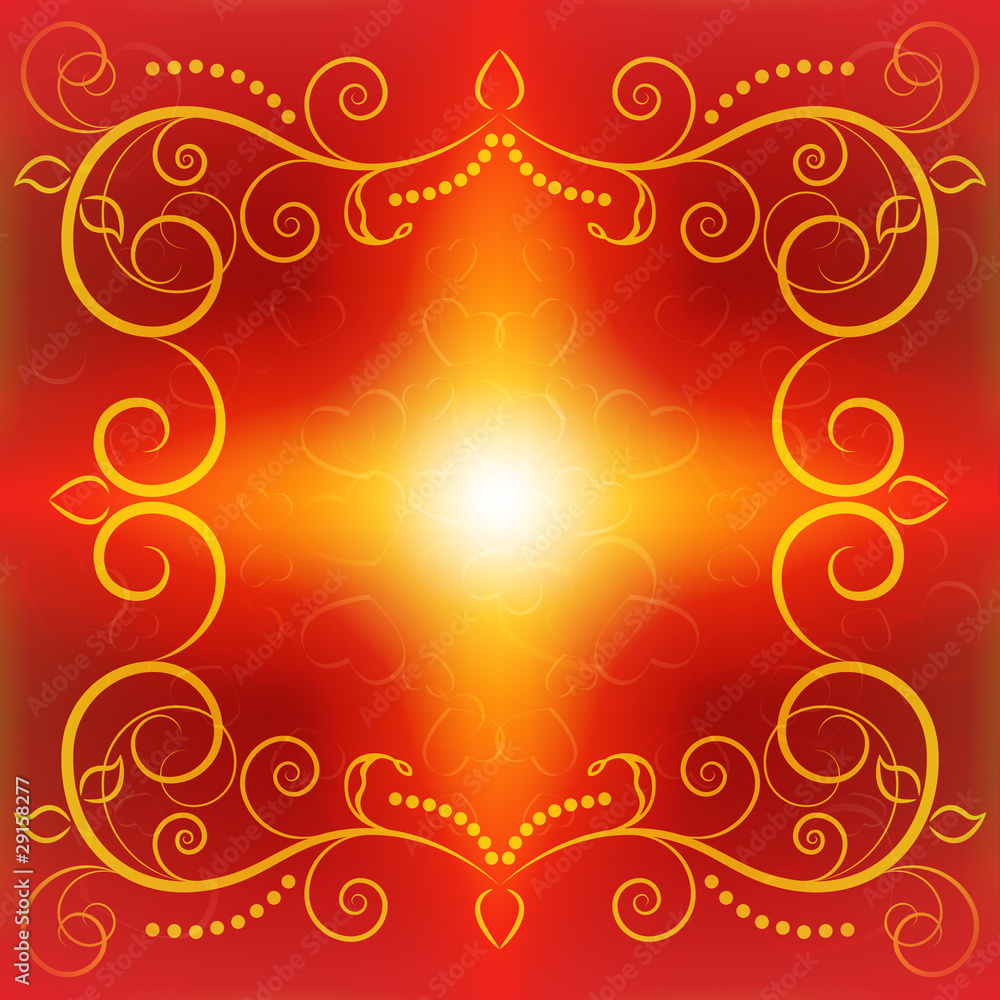 Valentine’s Day background with floral frame.