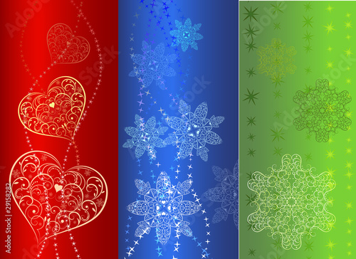 Colorful  vertical banner design in three variants.