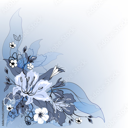 Decorative floral background in blue gamut.