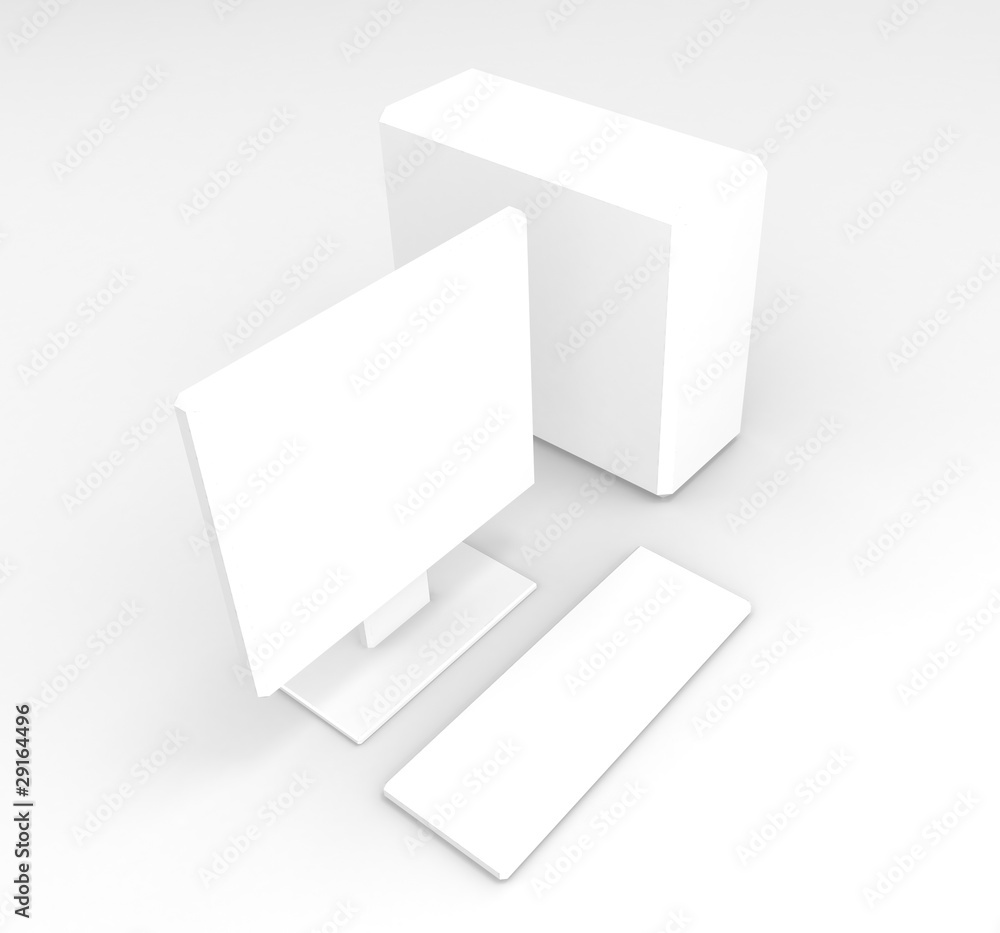 White computer on white background White computer on white background