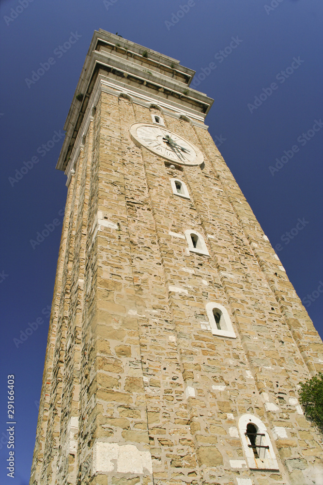 Venetian bell tower of Saint George cathedral, Piran, Slovenia