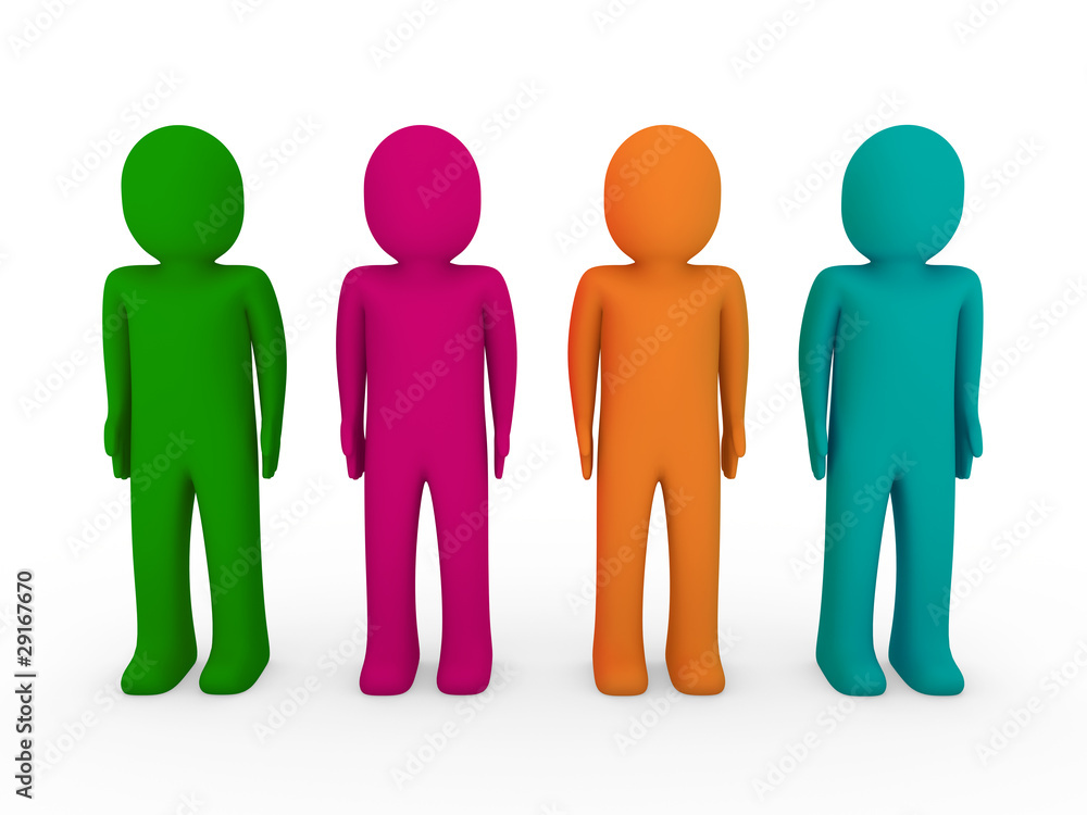 3d human team green pink orange turquoise 3d human team green pink orange turquoise