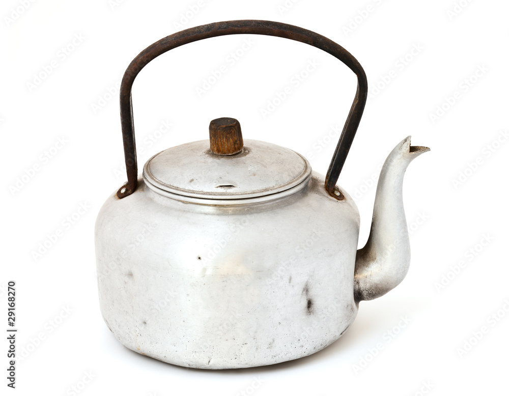 old dirty classic kettle isolated on white background old dirty classic kettle isolated on white background