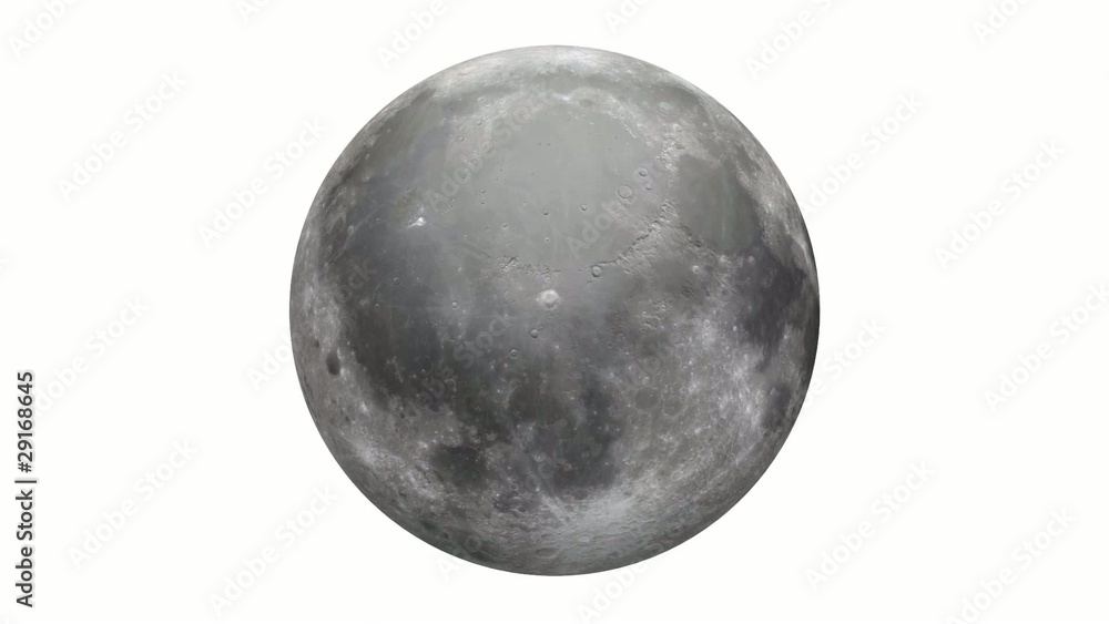 Lune en rotation sur fond blanc 1