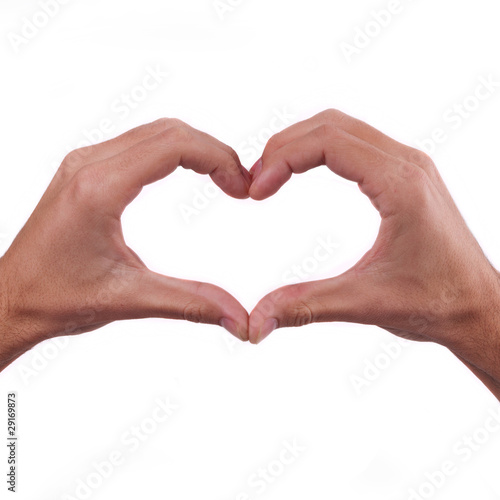 The sign of the heart from the hands of