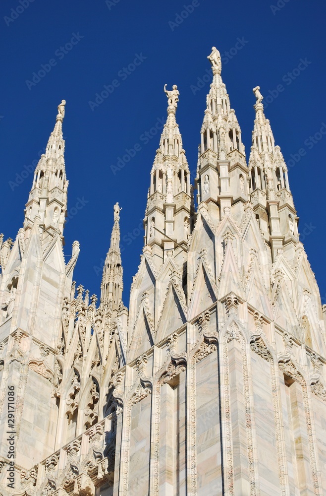 The Duomo, gothic cathedral of Milan, pinnacles, Lombardy, Italy The Duomo, gothic cathedral of Milan, pinnacles, Lombardy, Italy
