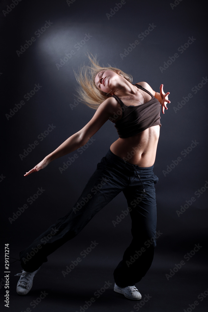cool modern woman dancer isolated on white