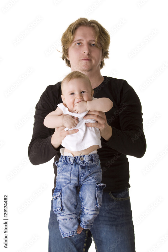 Portrait of a young father with little son Portrait of a young father with little son