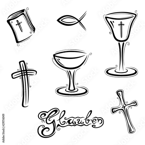 Glauben, Gebet, Kirche, vector set