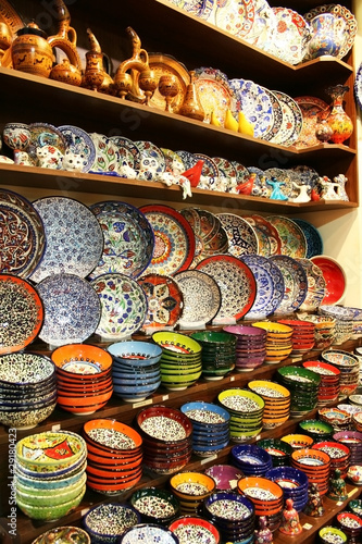 Photography Colorful Ceramics From Spice Bazaar,Istanbul,Turkey