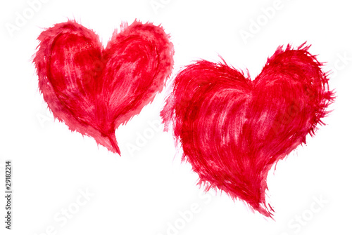 Два красных нарисованных сердца.