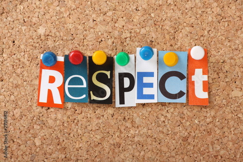 Foto The word Respect in magazine letters on a notice board