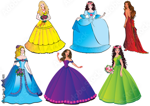 Beautiful girls. Vector art-illustration on a white background.