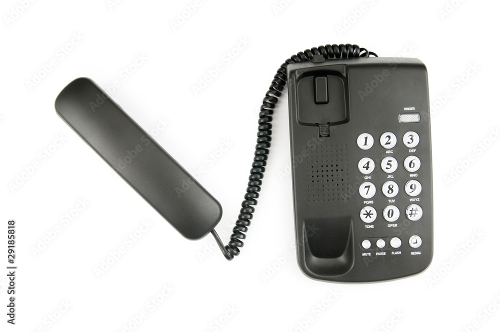 Black phone isolated on the white background Black phone isolated on the white background