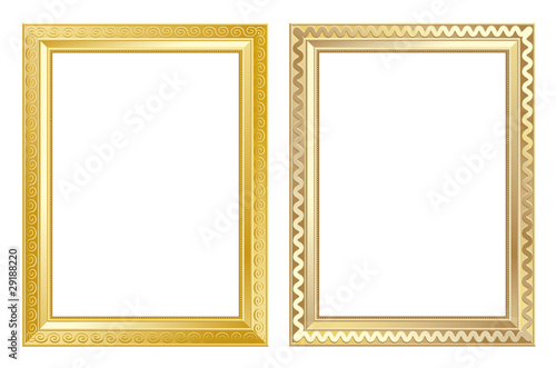 old antique gold frame over white background