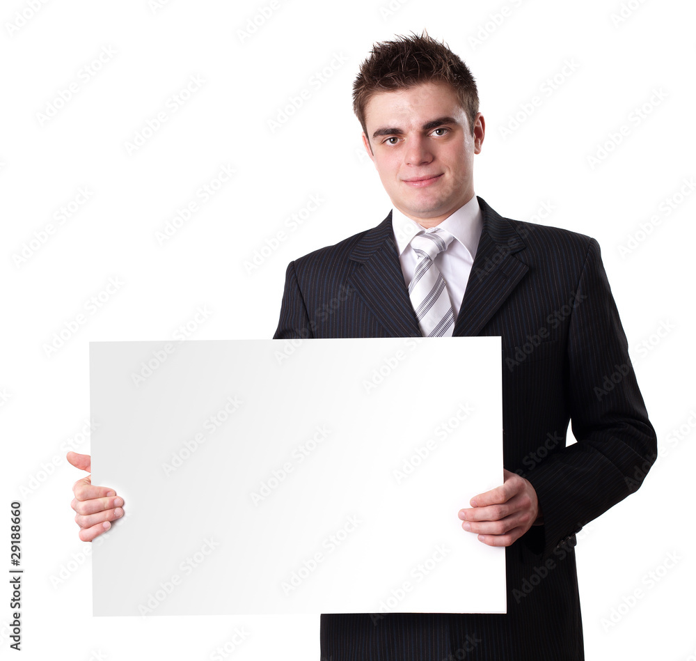 man Holding Blank Sign man Holding Blank Sign