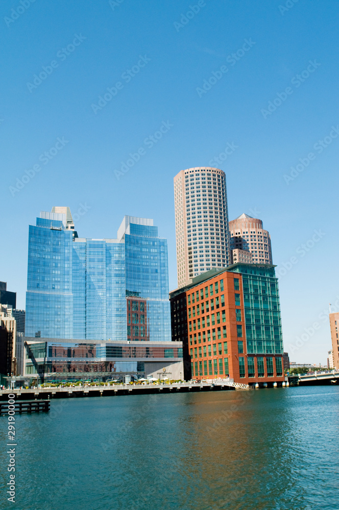 Boston city - 7 Sep - panorama with skyscrapers