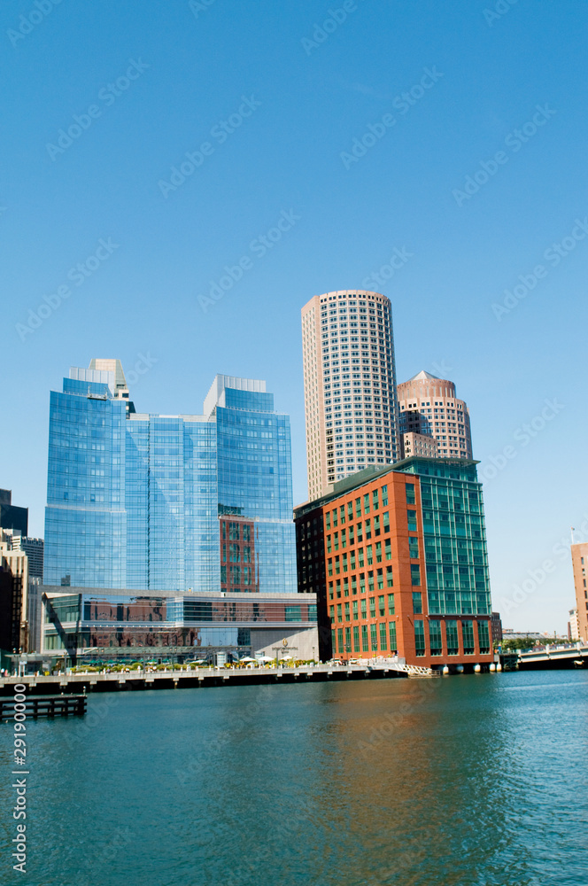 Boston city - 7 Sep - panorama with skyscrapers Boston city - 7 Sep - panorama with skyscrapers