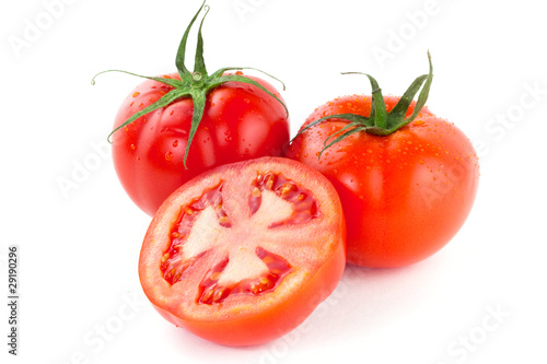 Fresh red tomatoes isolated on white