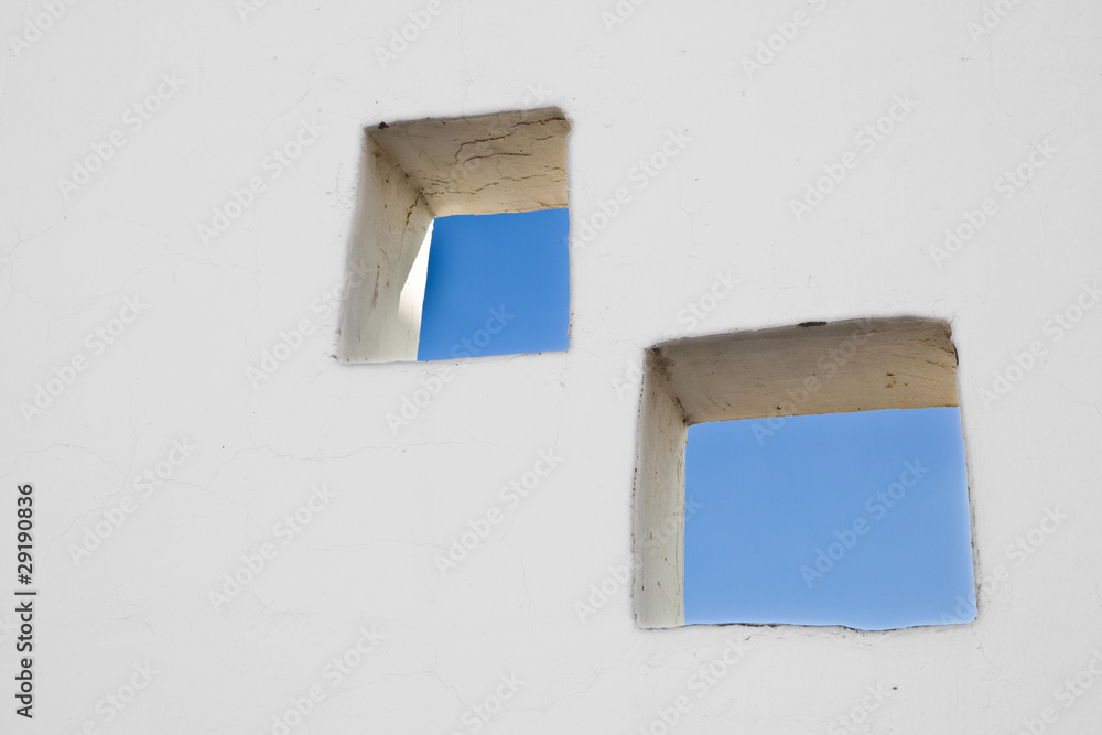 window with sky at wall