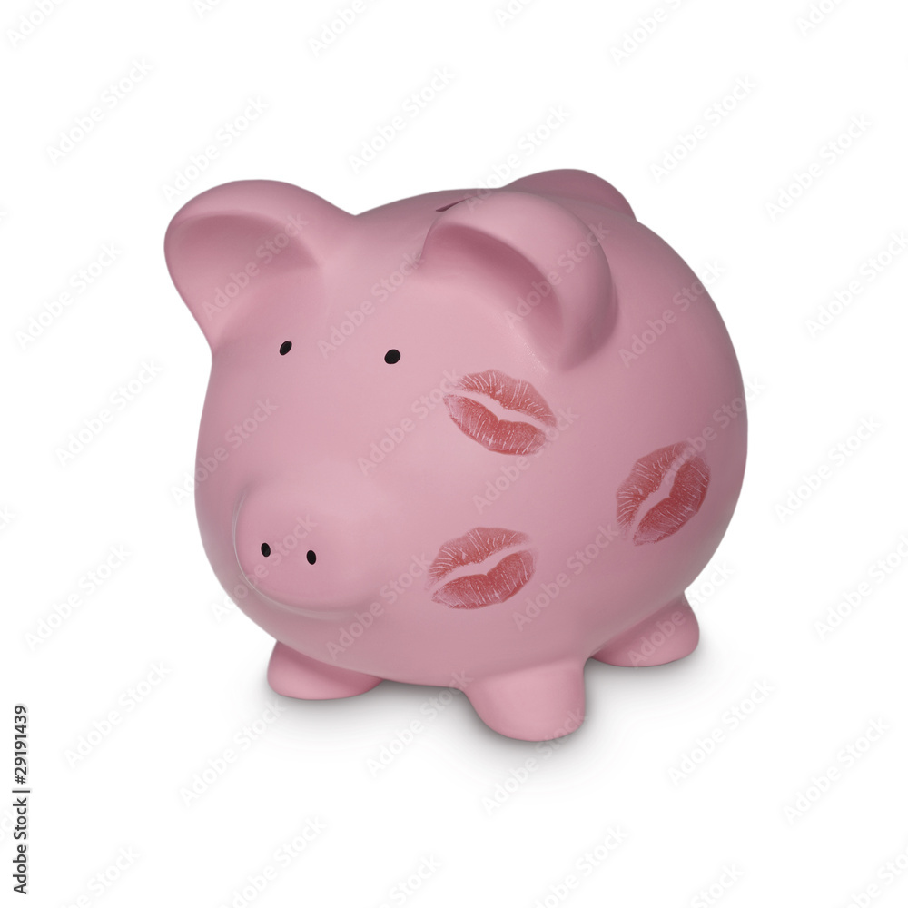 Sparschwein mit Lippenstiftabdruck