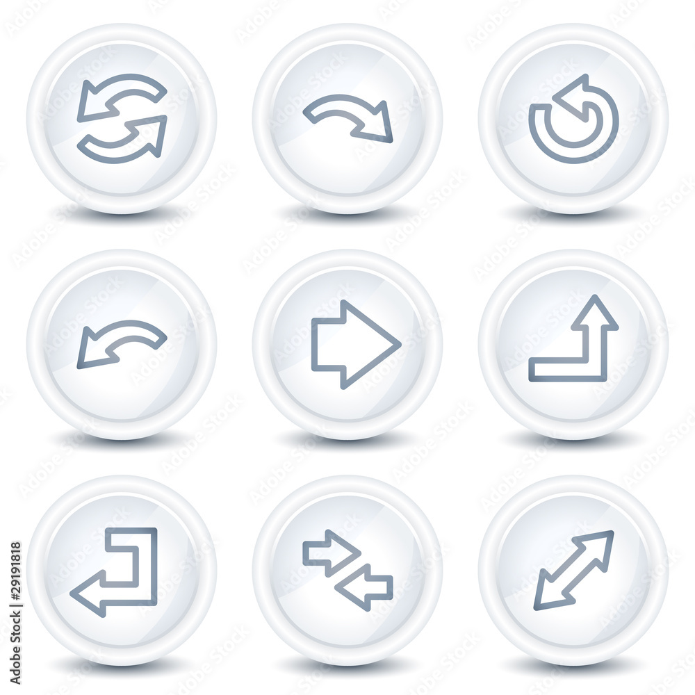 Arrows web icons set 1, white glossy circle buttons Arrows web icons set 1, white glossy circle buttons