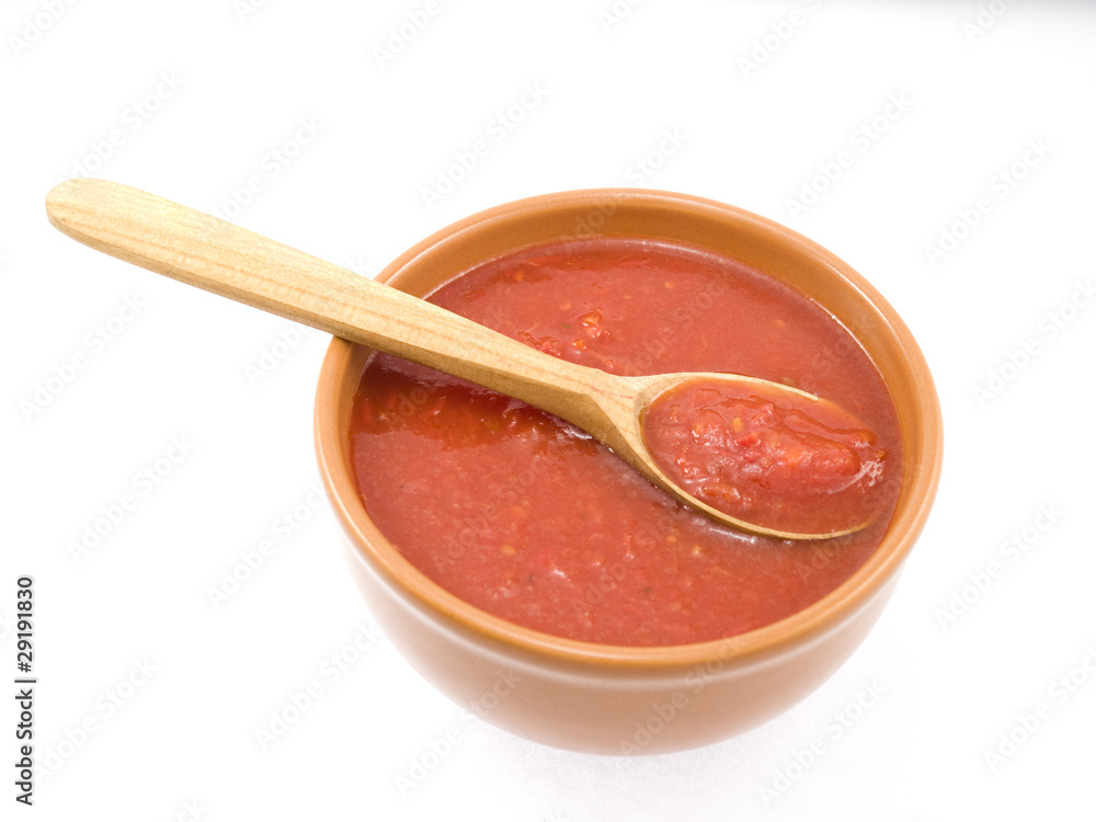 Spoon in a plate with sauce Spoon in a plate with sauce