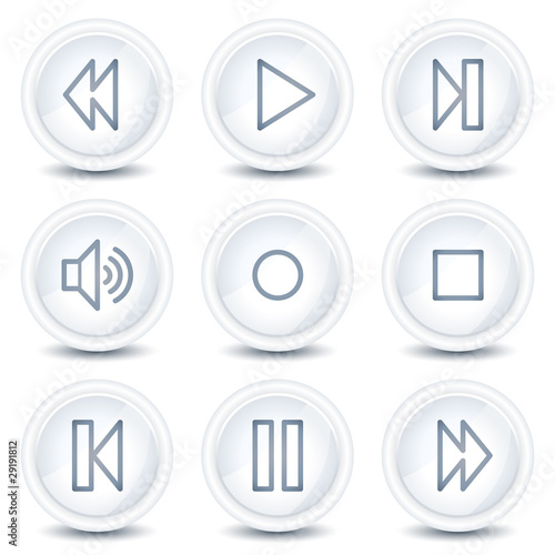 Free Download Walkman web icons, white glossy circle buttons - GFXLoad